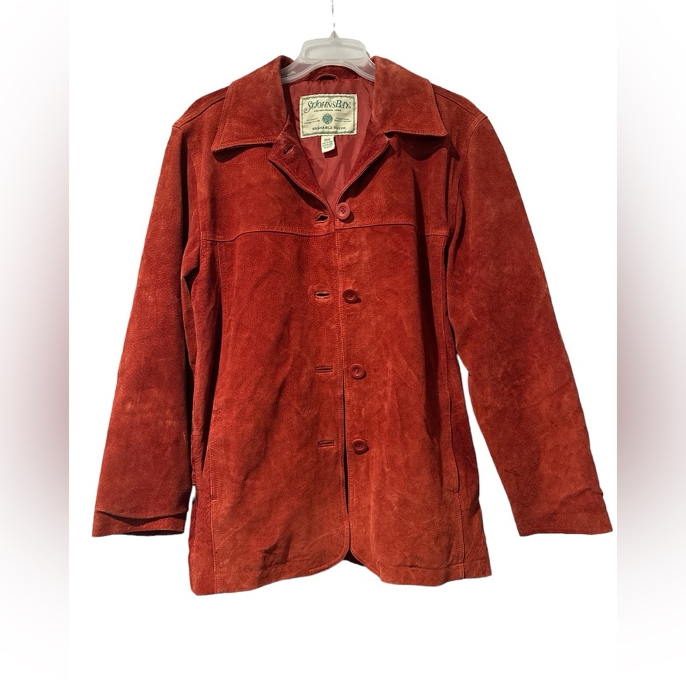 Vintage St. John’s Bay washable suede jacket button down/burnt orange/size med